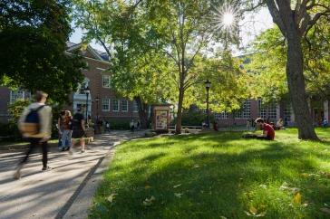 Students walking on campus